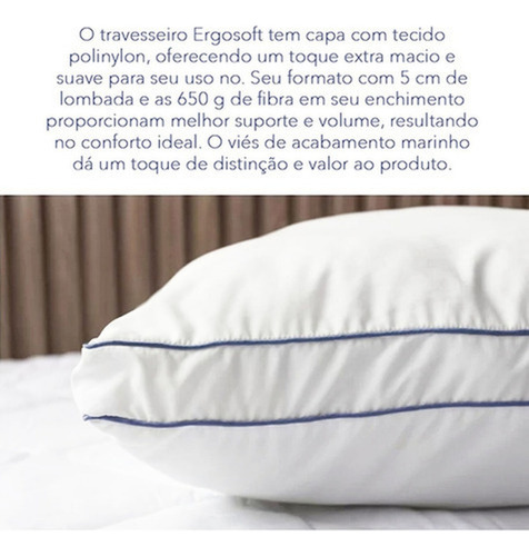 Kit 2 Travesseiros Ergosoft Hotel Ultra Macio Camesa