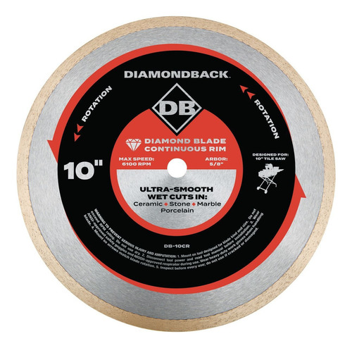 Disco Diamante Corte Húmedo De 10 PuLG. Color Acero