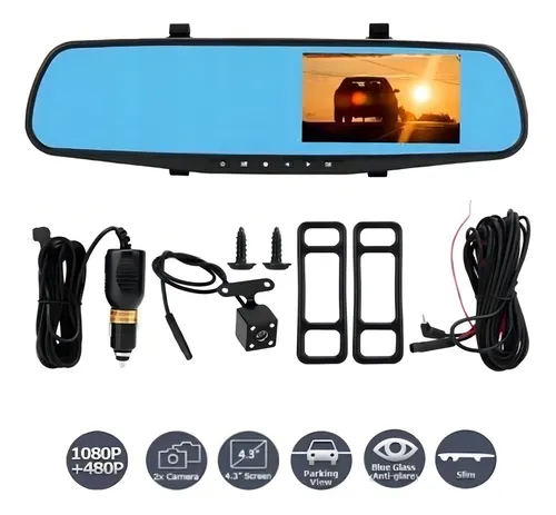 Espejo Retrovisor Camara Dvr Hd Delantera Y Trasera Vision N
