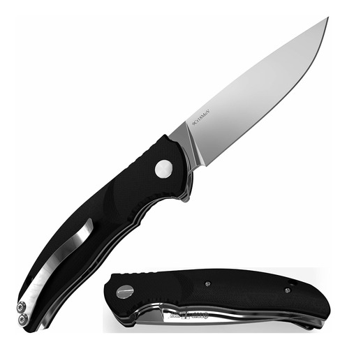 Pocket Knife Black Folding Knofe With G10 Handle 9cr18mov St