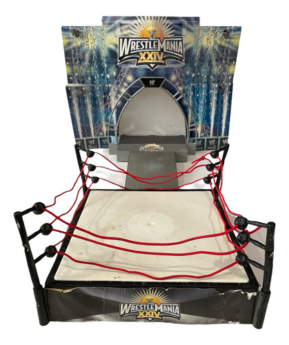 Wrestlemania 24 Stunt Action Ring Set 2009 Con Caja Incomple Negro (Usado)