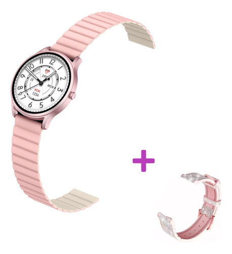 Smartwatch Inteligente Bluetooth Kieslect Android Ios Pcreg Caja Rosa Malla Rosa Bisel Rosa Diseño de la malla Mesh