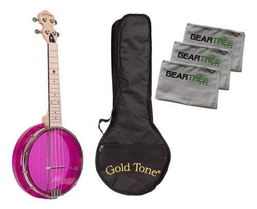 Paquete De Ukulele Banjo   Gem Amatista Claro Bolsa Y P...