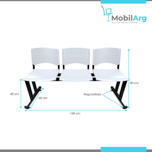 Imagen 4 de 8 de Silla Tandem X3 Asientos Oficina Sala Espera El Mas Fuerte