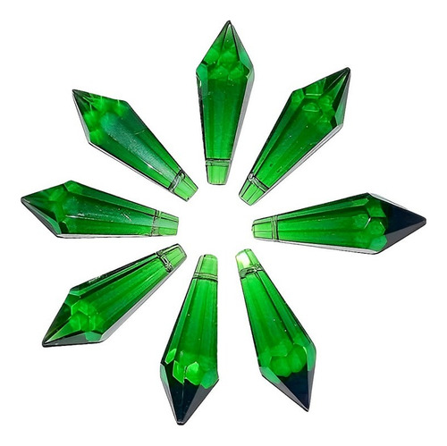 Silant 8 Prismas 4 Cm Cristal Color Verde Caireles Deco Chic