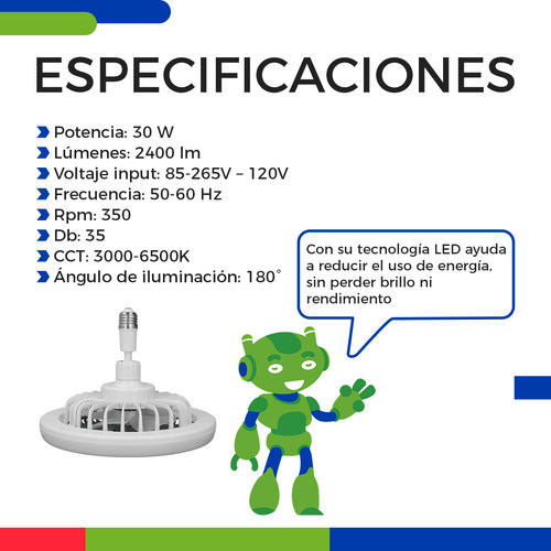 Ventilador De Techo Con Luz Led De 10 Pulgadas Para Aromaterapia Slim Company Conector E27 Ajustable 120v 30w 350 Rpm 5 Aspas 3 Velocidades Con Control Remoto 3 Intensidades Color Gris