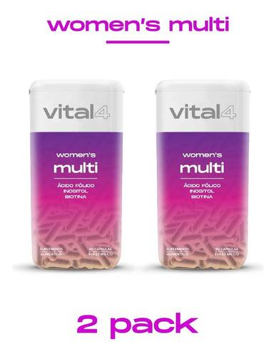Multivitamínico Mujer Vital4 2pack Ácido Fólico Inositol + Sabor Sin sabor