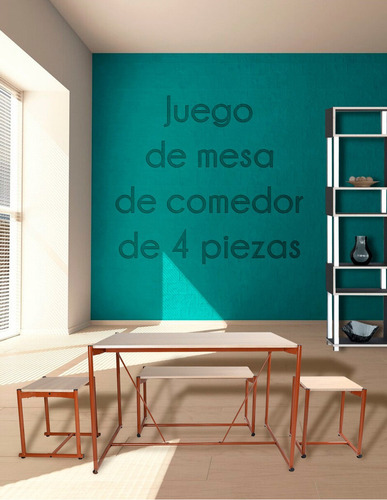 Juego De Comedor Moderno 4 Piezas Con Mesa 2 Sillas Y Banca Color Café Diseño de la tela de las sillas Madera