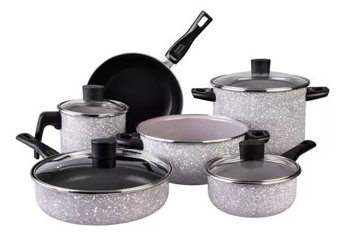 Batería de Cocina Cinsa Granito Jade 15 Piezas