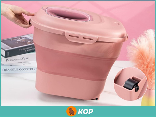 Contenedor Plegable De Alimento Comida Para Mascotas Grande Plegable Rosa Pálido