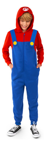 Disfraz Mameluco Mario Bros Niño Licencia Oficial Fiesta Pijamadas
