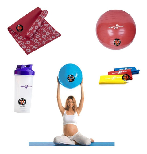 Kit Prenatal Balón Yoga 65cm Tapete Yoga Bandas Cerradas X3