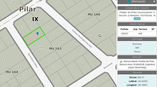 Imagen 2 de 7 de Lote De 495m2 En Venta - Pilar