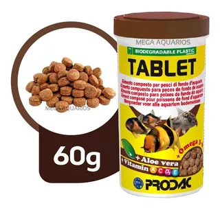 Ração Peixes Fundo Prodac Tablet 60g Limpa Vidro Peixe Gato