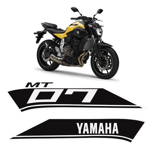 Adesivo Tanque Lateral Moto Yamaha Mt07 Preto - Genérico