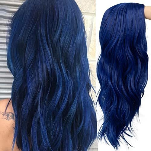 Baruisi Blue Wigs Para Mujeres Long Curly Wavy 3jqbv