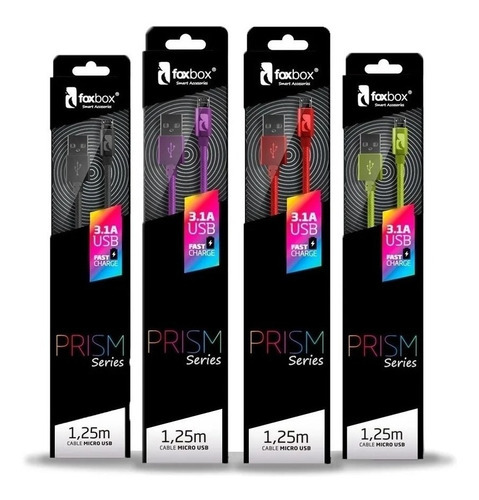 Cable Foxbox Carga Rápida Prism 1.25 Mts Reforzado Micro Usb Color Verde
