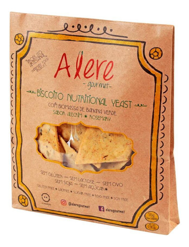 Biscoito Nutritional Yeast Com Alecrim Gourmet Alere 70g