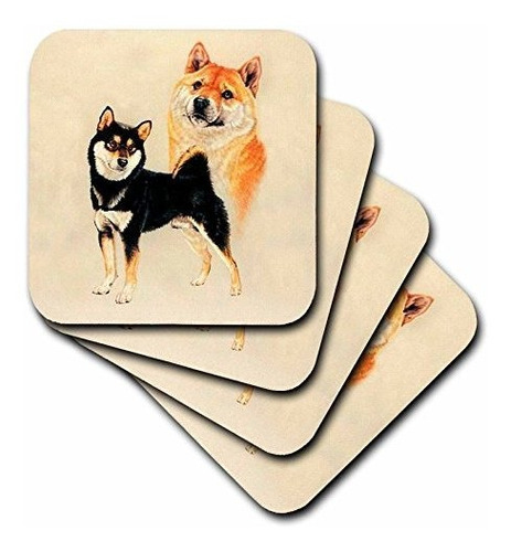 3drose Llc Shiba Inu Coaster, Soft, Set Of 4