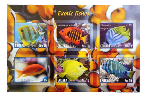 Eritrea Peces Bloque 6 Sellos S Dentar Exót 2017 Mint L10032