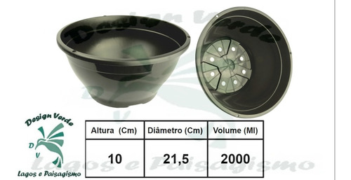 Imagem 2 de 3 de 20 Vasos Cuia Preta Diâmetro 21 Cm 2 L Com Haste Alça