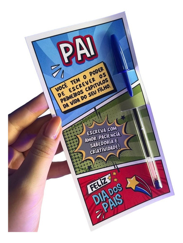 50 Mimo Dia Dos Pais - Card Heróis Com Caneta