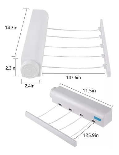 Tendedero Retractil Secador De Ropa Colgador Retractil Pared