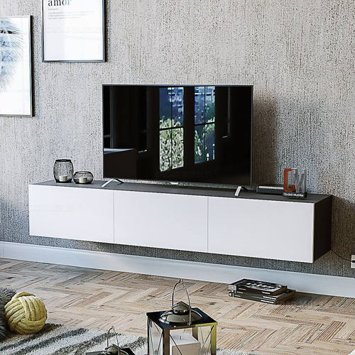Imagen 5 de 9 de Mesa Tv Flotante Para Lcd. Con Puertas. 160cm. Moderno