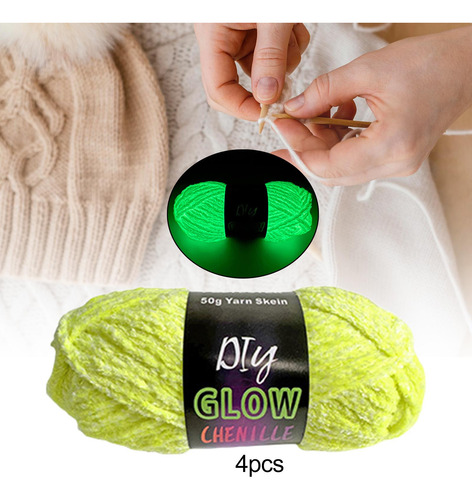 4 Piezas De Hilo Que En La Oscuridad, Verde Fluorescente