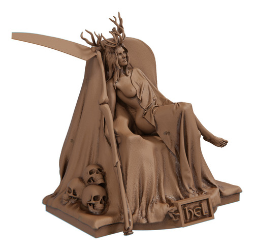 Estátua Imagem Hela - Hel Deusa Do Reino Dos Mortos Cor Cor Madeira