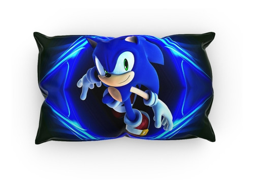 Cojin Almohada Sonic Lineas Azul Diseño Artistico Poliester