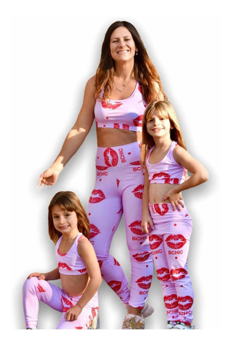 Imagen 4 de 4 de Calza Deportiva Lycra Estampada Besos Niña Bchic