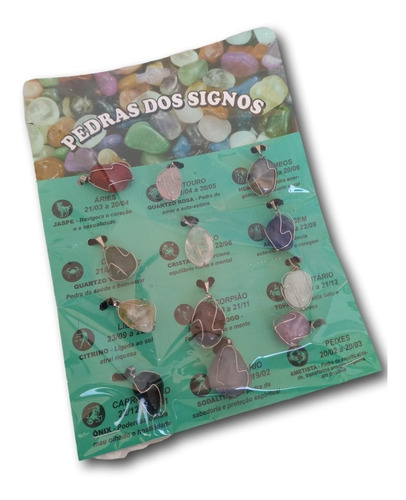 Imagem 2 de 6 de Colar Pedra Dos Signos Ref: 6112 Cartela Com 12 Unidades
