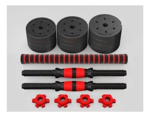 Set De Mancuernas 10kg Barra Armable Ajustable Pesas Discos