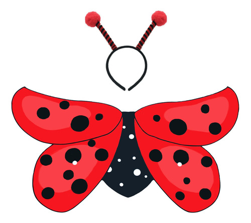 Girls Girls Lady-bug-wings-costume Para Niños Con Diadema De