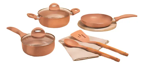 Batería De Cocina Be Home Milen 7 Piezas Color Terracota