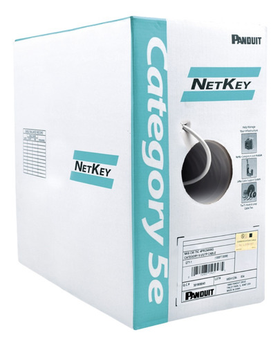 Bobina Panduit 305m Cat 5e Utp Netkey Gris Clar Nuc5c04ig-ce