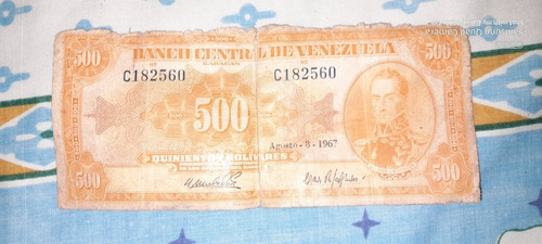 Vendo Billete 500 Bs Antiguo Agosto 8 1967