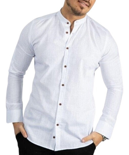 Camisa En Lino Manga  Larga