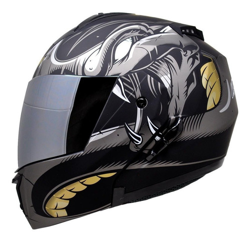 Casco Abatible Para Moto Kov Stealth Viper Gris