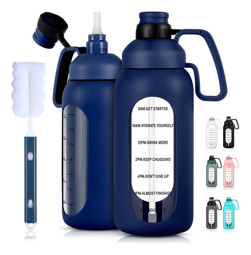Aqulea Botella De Agua De Vidrio De 64 Onzas Con Pajita - Bo