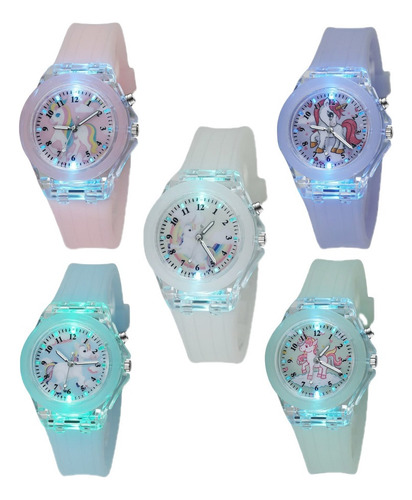 20 Relojes Niñas Unicornio Colorido Luminoso Regalo.mayoreo
