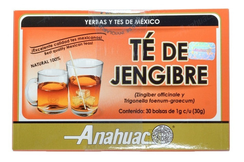 Té Anahuac jengibre en sobres 30 g 30 u