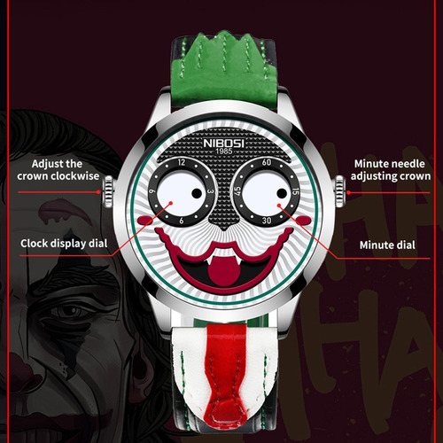 Relojes De Pulsera Nibosi De Cuero Con Forma De Payaso Y Cua