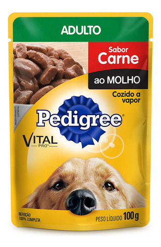 Ração Úmida Pedigree Sachê Carne Ao Molho Cães Adultos 100g