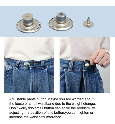 Botones Para Jeans De Metal Botones Instantáneos 12 Piezas Plateado Geométrica