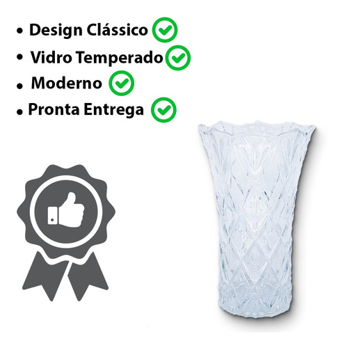 Imagem 4 de 5 de Vaso Em Vidro Transparente Lucena Alto Relevo Decoração Mesa