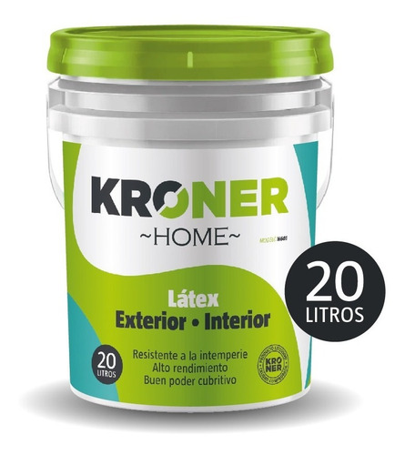 Imagen 1 de 10 de Pintura Látex Antihongo 20 Lts Interior Exterior Kroner Home