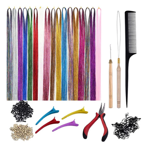 Hair Extension Tinsel 2400 Strands Glitter Para Peinar