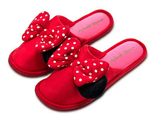 Minnie Mouse Red Ladies Slippers With Bows Size